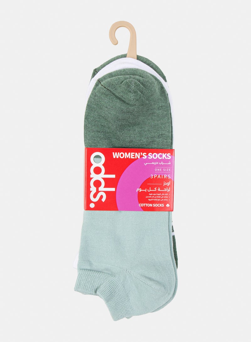 Odds Women's Pack of 3 Lycra Ankle Patterned Plain Socks - Image 5